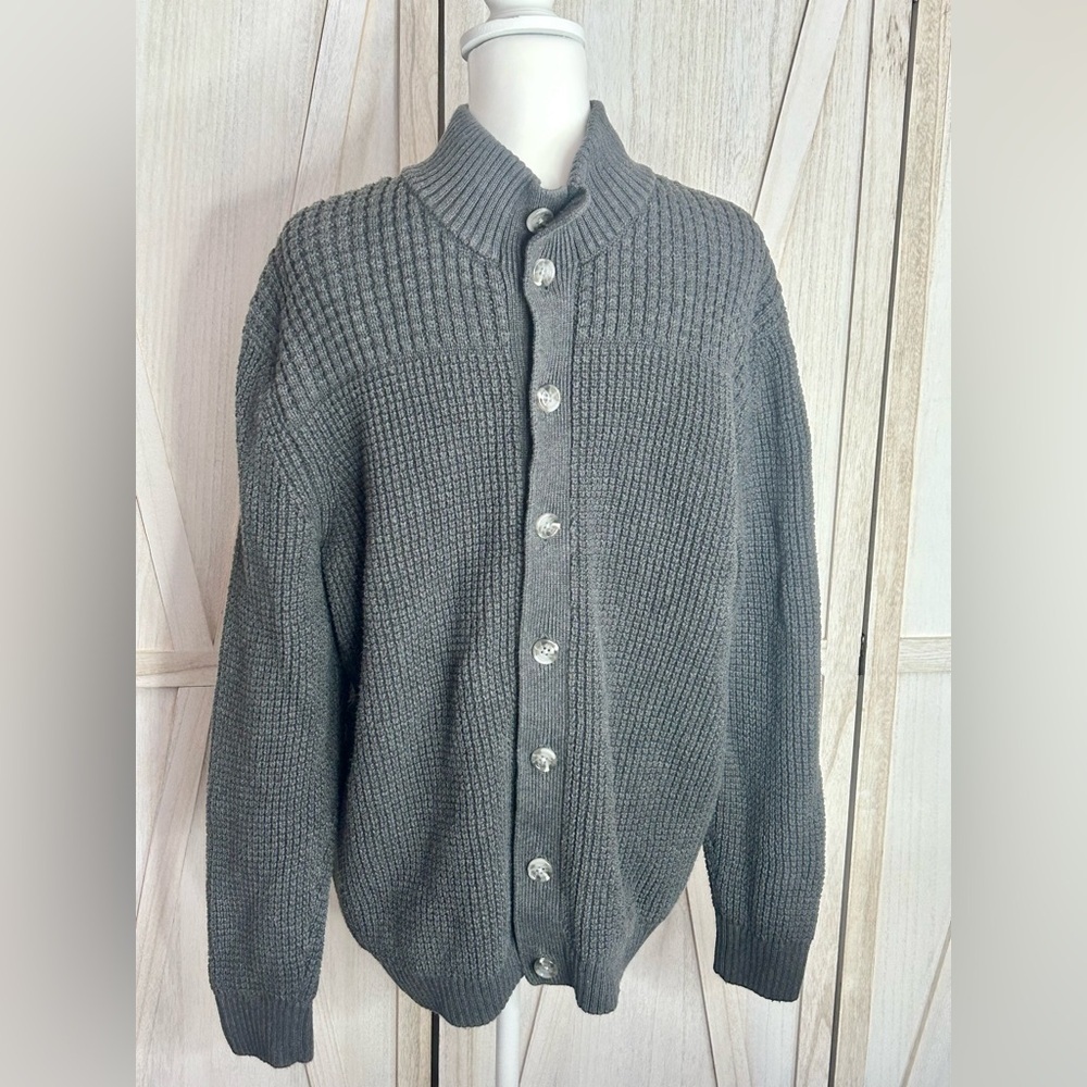 Men's Charter Club chunky Gray Button-Up Sweater size XL academia grandpa core - Picture 3 of 11